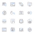 Virtual portal line icons collection. Innovative, Accessible, User-friendly, Convenient, Immersive, Dynamic