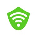 Virtual private network isolated vector icon. VPN sign on white background. Security bypass logo. Wi fi sign on green shield