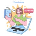 virtual product demo, promoting instant online engagement. Flat
