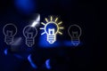 Virtual projection of creative idea lamps - creative business idea concept Royalty Free Stock Photo