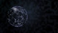 Conept of cyberspace and programming. Virtual projection of planet in plexus pattern over squared background. Royalty Free Stock Photo