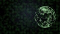 Conept of cyberspace and programming. Virtual projection of planet in plexus pattern over squared background. Royalty Free Stock Photo