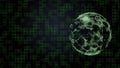 Conept of cyberspace and programming. Virtual projection of planet in plexus pattern over squared background. Royalty Free Stock Photo