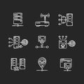 Virtual proxy servers chalk white icons set on black background Royalty Free Stock Photo