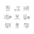 Virtual proxy servers linear icons set Royalty Free Stock Photo