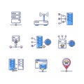 Virtual proxy servers RGB color icons set