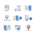 Virtual proxy servers RGB color icons set Royalty Free Stock Photo