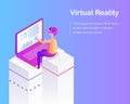 Virtual Reality Advertising Card Cartoon Vector Royalty Free Stock Photo