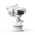 Virtual Reality Bust with Cloud Head Isolated on White Background Royalty Free Stock Photo
