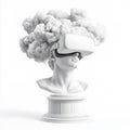 Virtual Reality Bust with Cloud Head Isolated on White Background Royalty Free Stock Photo