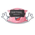 Virtual reality cartoon cute pillow next to bed
