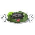 Virtual reality cartoon large stone covered with green moss