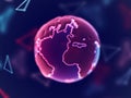 Virtual reality concept: digital planet Earth consisting of red glowing dots. Royalty Free Stock Photo