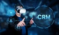 Virtual Reality and Customer Relationship Management Concept with a Man Using a VR Headset in a High-Tech Environment Royalty Free Stock Photo
