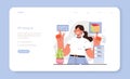 Virtual reality designer web banner or landing page. Futuristic digital
