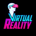 Virtual Reality emblem, headset vector modern illustration icon.