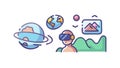 Virtual Reality Environment, Digital Immersion and Metaverse Experience, vector design Generative AI Royalty Free Stock Photo