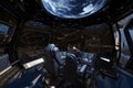 virtual reality environment, where user is piloting spacecraft through cosmic depths