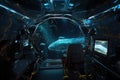 virtual reality environment, where user is piloting spacecraft through cosmic depths