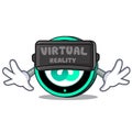 With virtual reality Ethos coin mascot cartoon