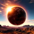 virtual reality experience of witnessing a total solar eclips Royalty Free Stock Photo