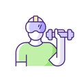 Virtual reality fitness RGB color icon. Royalty Free Stock Photo