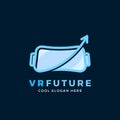 Virtual Reality Future Abstract Vector Sign, Symbol or Logo Template with Typography. Flat Outline Style.