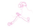 Virtual reality gaming continuous one line vector drawing Royalty Free Stock Photo