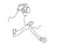 Virtual reality gaming continuous one line vector drawing Royalty Free Stock Photo