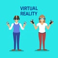 Virtual Reality Gaming Man And Woman Wearing Vr Glasses Hold Gamepad Modern Royalty Free Stock Photo