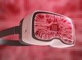 Virtual reality glasses, futuristic hacker, internet technology and network concept