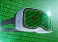 Virtual reality glasses, futuristic hacker, internet technology and network concept