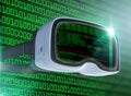 Virtual reality glasses, futuristic hacker, internet technology and network concept