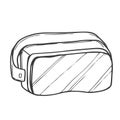 Virtual reality glasses. Vector linear engraving of VR glasses. Illustration of virtual reality glasses for playing games and