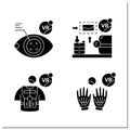 Virtual reality glyph icons set