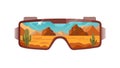 Virtual Reality Goggles with Desert Landscape View, vector design Generative AI Royalty Free Stock Photo
