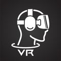 Virtual reality googles icon on black background for graphic and web design, Modern simple vector sign. Internet concept. Trendy