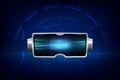 Virtual reality headset abstrac vr world with bstract visualization background, technology game and movie concept. Vector