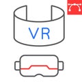 Virtual reality headset color line icon, video games and vr glasses, vr gaming sign vector graphics, editable stroke
