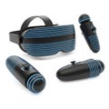 Virtual Reality Headset and Controllers with Blue Neon Accents goggles Royalty Free Stock Photo