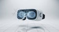 vr headset with digital network inside lenses Royalty Free Stock Photo