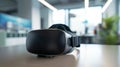 Virtual reality headset displayed on the office desk creating immersive experiences