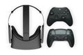 Virtual reality headset with gaming controllers, isolated on white background with clipping path, concept of immersive gaming Royalty Free Stock Photo
