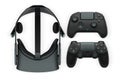 Virtual reality headset with gaming controllers, isolated on white background with clipping path, concept of immersive gaming Royalty Free Stock Photo