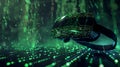 Virtual Reality Headset with Green Digital Rain Royalty Free Stock Photo