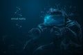 Virtual reality headset low poly wireframe banner template