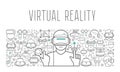 Virtual reality headset man poster Royalty Free Stock Photo