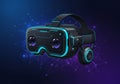 Virtual reality headset with a sleek, futuristic design. It features a black body accented Royalty Free Stock Photo