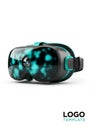 Virtual reality headset with a sleek, modern design, featuring teal and black patterns on its Royalty Free Stock Photo