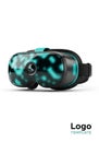 Virtual reality headset with a sleek, modern design. The front panel features a glossy, black, and Royalty Free Stock Photo